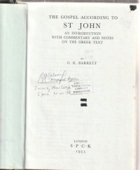 Image of The gospel according to St. John: an introduction with commentary and notes on the greek text