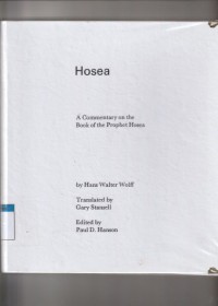 Image of Hosea: a commentary on the book of the prophet Hosea